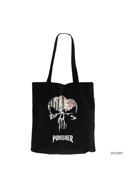 Z zepplin Punisher Confident Black Zippered Cloth Bag Gabardine