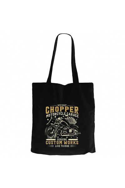 Z zepplin West Coast Chopper Motorcycle Black Canvas Tote Bag