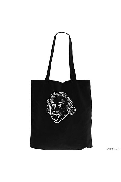 Z zepplin Einstein Lined Black Canvas Tote Bag