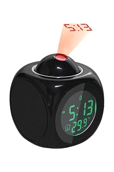 Generic Digital alarm clock LCD display with temperature display in black