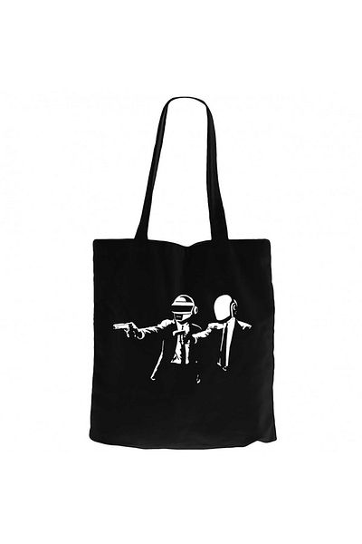 Z zepplin Daft Punk Pulp Fiction Μαύρη υφασμάτινη τσάντα με φερμουάρ Gabardine