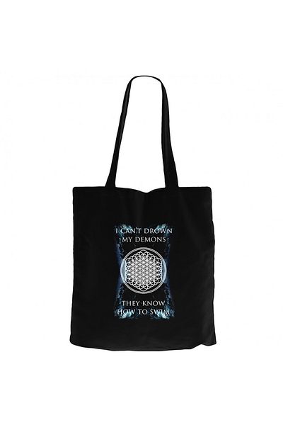 Z zepplin Bring Me the Horizon I Can'T Drown My Demons Black Zipper Cloth Bag Gabardine