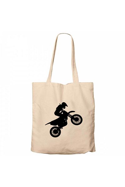 Z zepplin Motocross Motorcycle Silhouette Cream Canvas Tote Bag