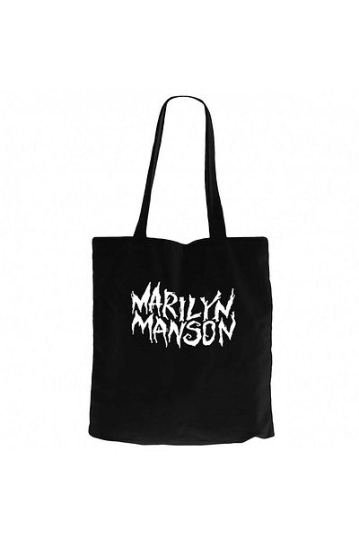 Z zepplin Marilyn Manson Iconic Text Black Canvas Tote Bag