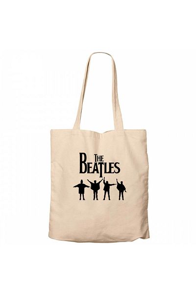Z zepplin The Beatles Help! Cream Zippered Cloth Bag Gabardine