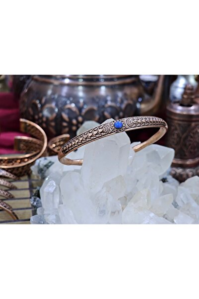 Zinnun Bakır Bilezik  (Mavi Taş)