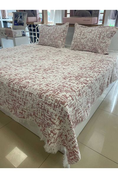 Sudemhome Soft Fringed Double Blanket Bedspread Set