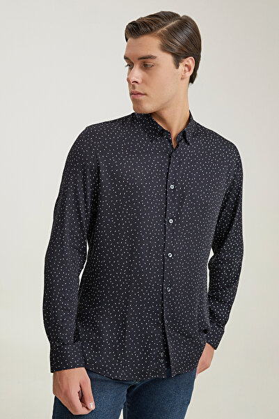 Tween Slim Fit Siyah %100 Viskon Gömlek