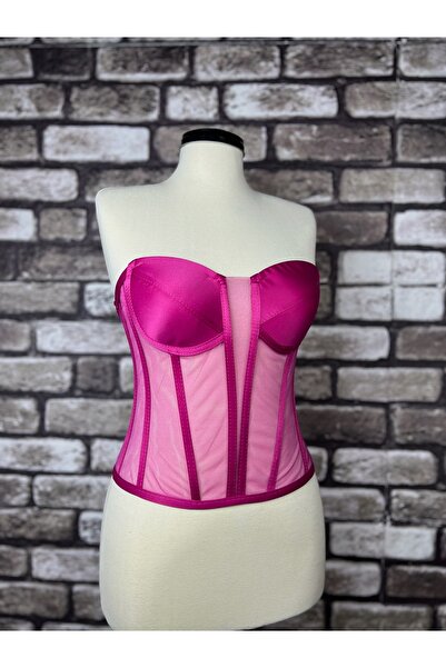 Metay Design Fuchsia Transparent Corset - Split Neck Model
