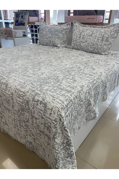 Sudemhome Soft Fringed Double Blanket & Bedspread Set