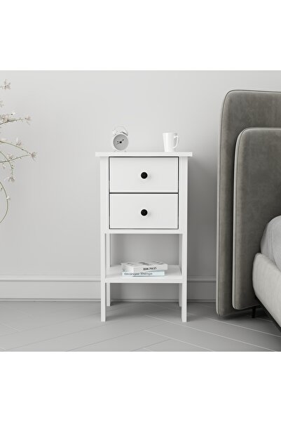 Home Luvia Çift Çekmeceli Beyaz Komodin