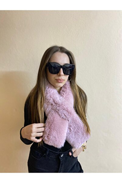 sema aksesuar New Year's New Year's Gift Furry Plush Scarf - Winter Faux Fur Russian Scarf