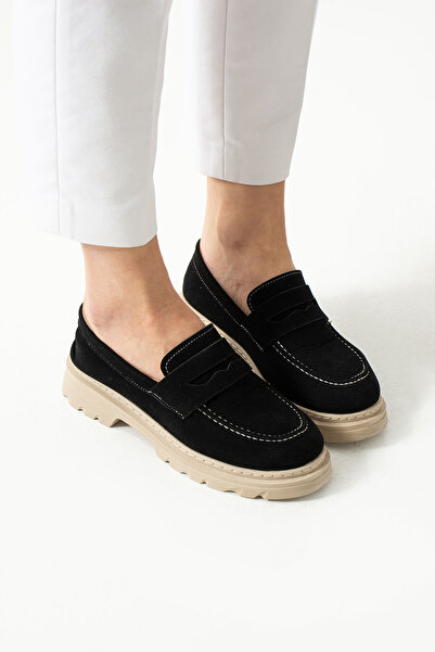 ModaAmour Жіночі чорні замшеві нубукові лофери з бантиком, бежеві, на товстій підошві