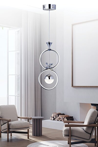 EY-EL TASARIM Sonsuzluk Tekli Krom 3 Renk Ledli Sarkıt Avize