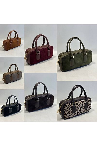 çkn sedat çakan çanta & fular & aksesuar Geanta de dama din piele intoarsa autentica model CILINDRU