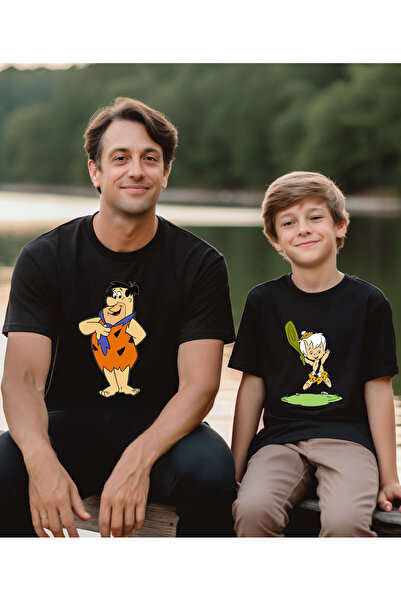 ASELİNDA تي شيرت Flintstone للأب والابن - تي شيرت مكون من قطعتين (أضف إلى سلة)