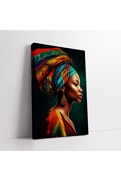 KOSS Dijital Portret de femeie africană abstractă cu eșarfă colorată, pictură...