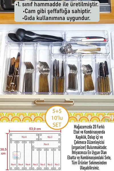 color house 10 τεμαχίων Modular Spoon Organizer - Συρταριέρα Organizer