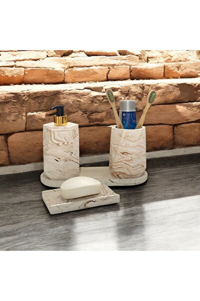 Chiko Mall Σετ μπάνιου από σκυρόδεμα με αισθητική και μίνιμαλ σχεδίαση - 4 τεμάχια