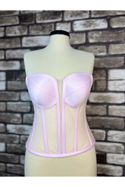 Metay Design Pink Transparent Tulle Bodice - Split Neck Model