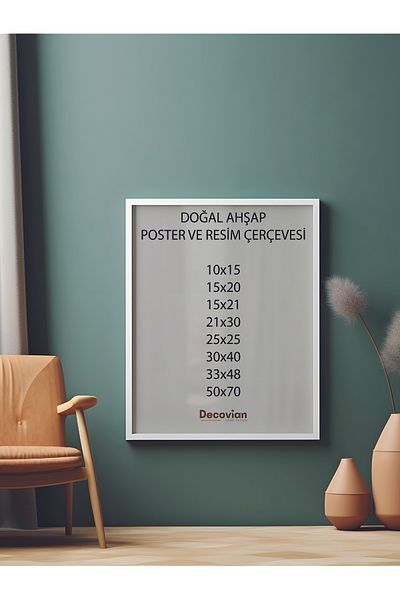 DecovianHomeDesign Rama din lemn natural alb - rama poster - rama document foto - rama diploma (FARA POSTER)