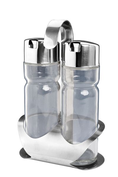 SAFA Glass oiler set with silver holder 2 pieces