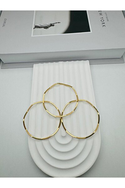 Genel Markalar 3'lü Zigzag Ajda Çelik Bilezik 6mm (Gold)