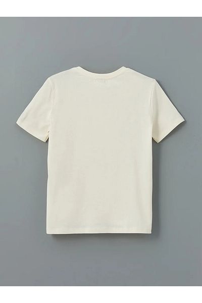 LC Waikiki LCW Kids Ecru Crew Neck Φιόγκο Κέντημα για κορίτσια T-shirt