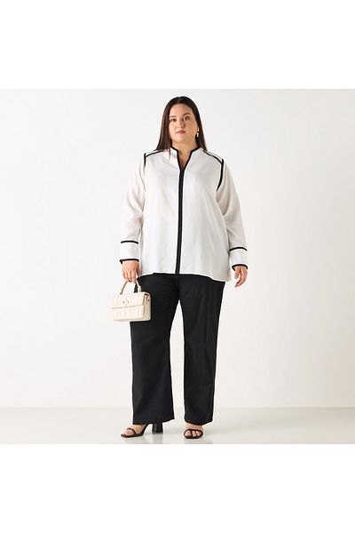 Ulla Popken CONTRAST PIPPING BLOUSE