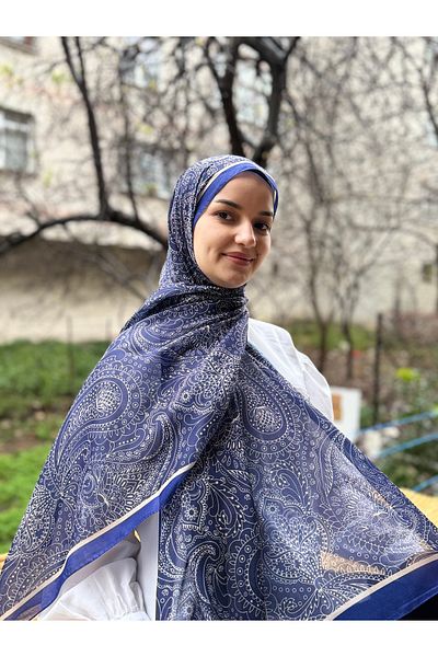 shalby Şal din bumbac Hijab albastru Parlament