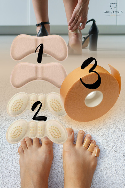 Akestoria Med Ayakkabı Topuk Korma seti: 2 Çeşit Ayakkabı Ped+Ayak Kuruma Ban...