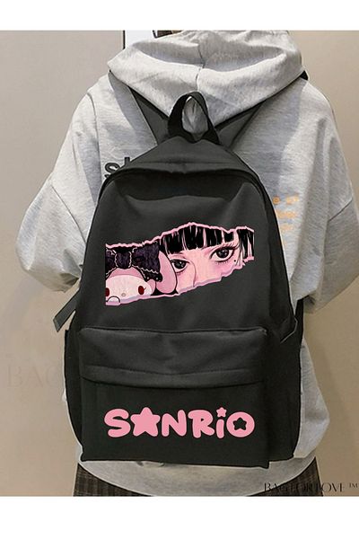 Aesthia Σακίδιο πλάτης Mingalondon Pink Anime x Melody Sanrio Eyes με στάμπα για το σχολείο και το σχολείο