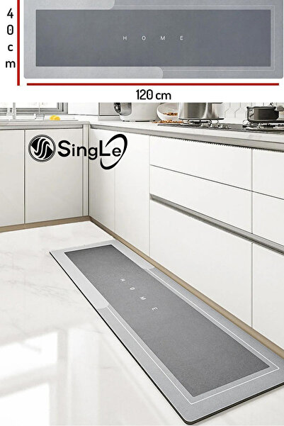 Single 40*120 Cm Gri Banyo Paspası Kaymaz Tabanlı Su Emici Yapı