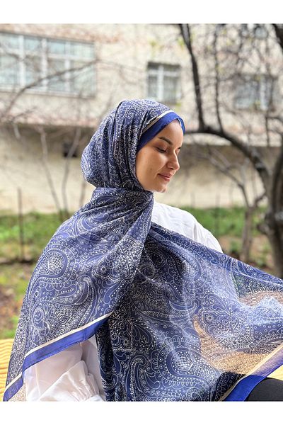 shalby Şal din bumbac Hijab albastru Parlament