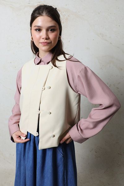 ZÜLAYS Stone Color Double Breasted Vest