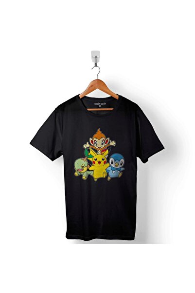 Kendim Seçtim Pokemon Pikachu Chimchar Piplup Turtwig Sa deznom Unisex majica