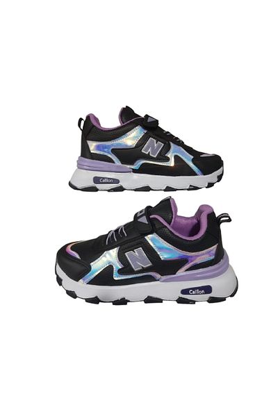 Callion Children's Black-Lilac Flat Sole Sneakers