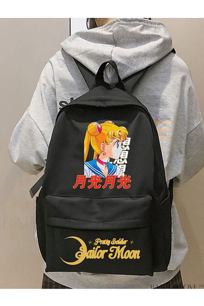 Aesthia Școală cu imprimeu dublu Sailor Moon, sala de clasă, rucsac pentru cursuri - Mingalondon
