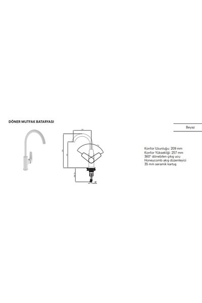 KALE Tandem Rotating Kitchen Faucet White