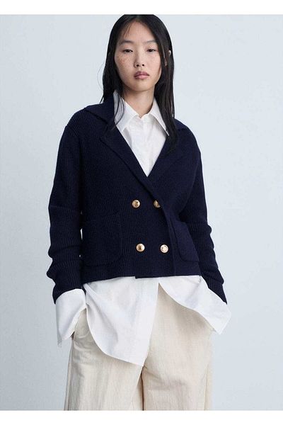 MANGO Woman Double-breasted knitwear jacket