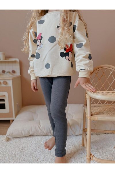 YİGİT BUTİK Girl's Bottom Top Set with Polka Dot Printed Tights