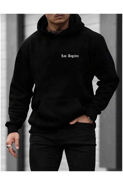 BUY CENTER Jusu Design Unisex Oversize Black Hooded Sweatshirt - Printed