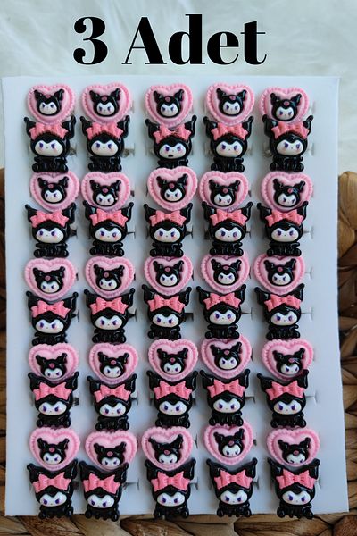Nisankids Girl's Adjustable Ring with Mixed Kuromi Figures 3 Pieces