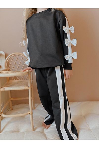 YİGİT BUTİK Set de jos și de sus pentru fete Yigit Boutique Bow Detaliat cu picior spaniol