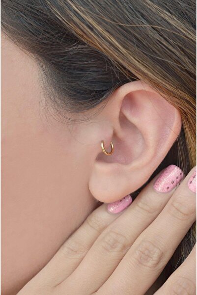 Sacce Scarves&Accessories Düz Çelik Halka Tragus Piercing 6 Mm Gold