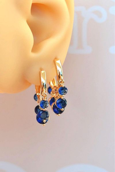 Sacce Scarves&Accessories Σκουλαρίκια Navy Blue Stone Şakira - Dangle Cut