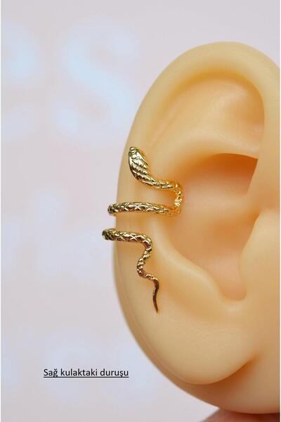 Sacce Scarves&Accessories Gold Yılan Earcuff Sıkıştırmalı Kıkırdak Küpesi