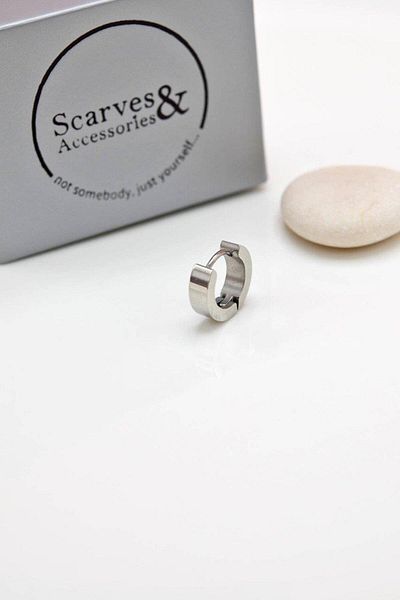 Sacce Scarves&Accessories Men's Steel Hoop Earring Single Silver Color