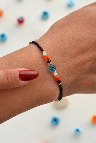 Sacce Scarves&Accessories Küçük Nazar Boncuklu Siyah Bileklik