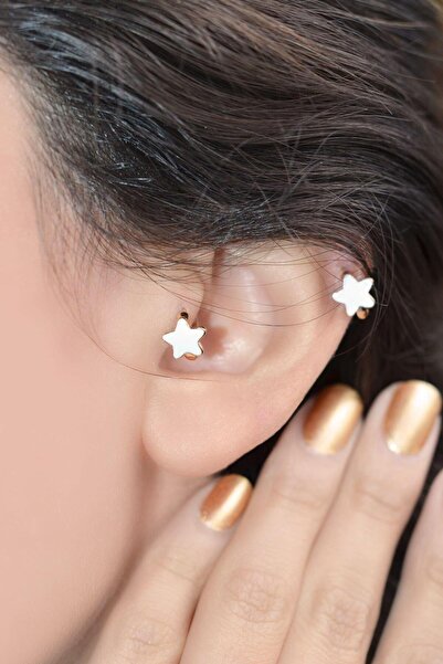 Sacce Scarves&Accessories Beyaz Yıldız Tragus Helix Piercing Mini Küpe